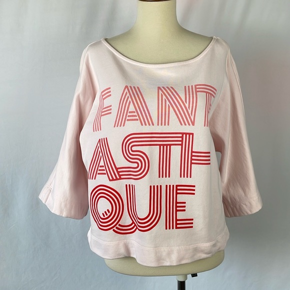 Maeve Anthropologie Light Pink "Fantastique" Oversized Tee - Size XS - Picture 3 of 14